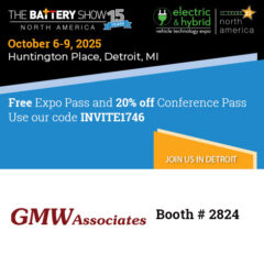 GMW is exhibiting at the Battery Show / EV Tech Expo in Detroit, MI October 6-9